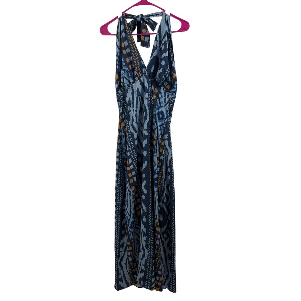 Encantadore Dress/Cover Up SZ Medium NEW Maxi Blue Halter Boho Resort La Pampa